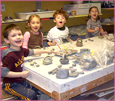 kids making clay
